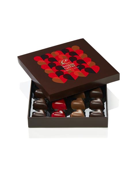 Coffret 16 coeurs en chocolat 