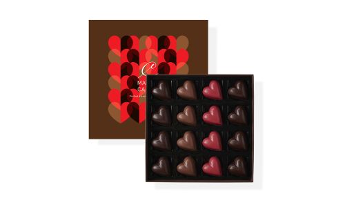Coffret 16 coeurs en chocolat 