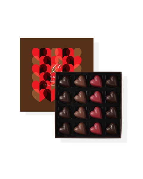 Coffret 16 coeurs en chocolat 