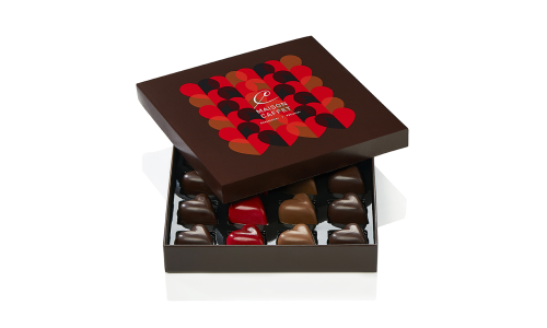 Coffret 16 coeurs en chocolat 