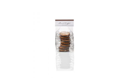 Photo Biscuits nature sur un fondant palet de chocolat noir fourré de caramel 150 g
